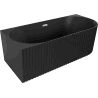 Mexen Gia freistehende Eckbadewanne geriffelt links 150 x 75 cm, schwarz matt, Überlauf chrom - 52701507571L-01