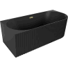Mexen Gia vasca da bagno freestanding angolare rigata sinistra 150 x 75 cm, nero opaco, scarico dorato - 52701507571L-50