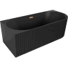 Mexen Gia freistehende Eckbadewanne gerillt links 150 x 75 cm, schwarz matt, Überlauf gebürstetes Kupfer - 52701507571L-65