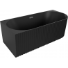 Mexen Gia freistehende Eckbadewanne, geriffelt, links 150 x 75 cm, schwarz matt, Überlauf gun gray gebürstet - 52701507571L-66