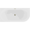 Mexen Gia freistehende, geriffelte Eckbadewanne links 170 x 80 cm, weiß glänzend, Überlauf gold - 52701708000L-50
