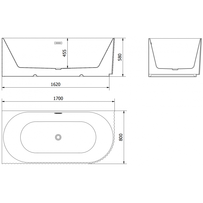 Mexen Gia vasca da bagno freestanding angolare rigata sinistra 170 x 80 cm, bianco lucido, troppo pieno grigio gun spazzolato