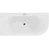 Mexen Gia freestanding corner fluted left bathtub 170 x 80 cm, glossy white, black overflow - 52701708000L-70