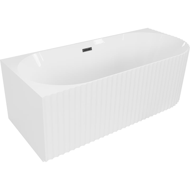Mexen Gia wanna wolnostojąca narożna ryflowana lewa 170 x 80 cm, biała połysk, przelew czarny - 52701708000L-70