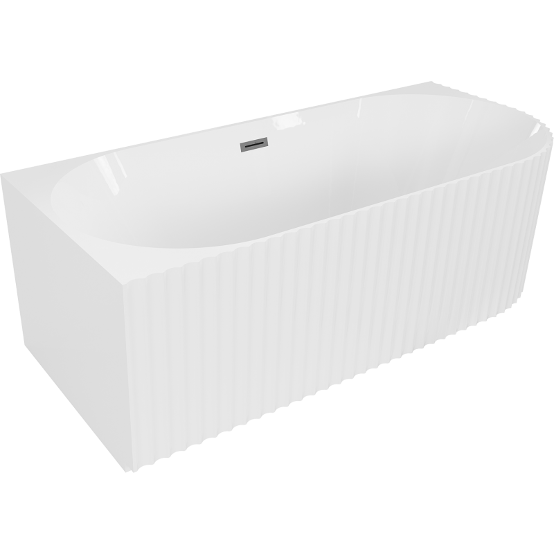 Mexen Gia baignoire autoportante d'angle rainurée gauche 170 x 80 cm, blanc brillant, trop-plein métal gun - 52701708000L-95