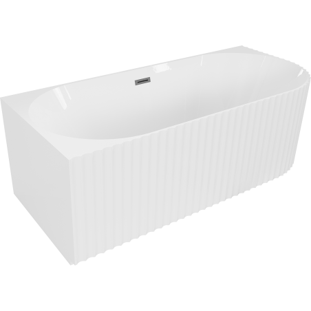 Mexen Gia baignoire autoportante d'angle rainurée gauche 170 x 80 cm, blanc brillant, trop-plein métal gun - 52701708000L-95