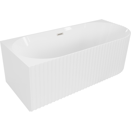 Mexen Gia freistehende Wanne, geriffelt, linke Ecke, 170 x 80 cm, weiß glänzend, Überlauf gebürsteter Nickel - 52701708000L-97