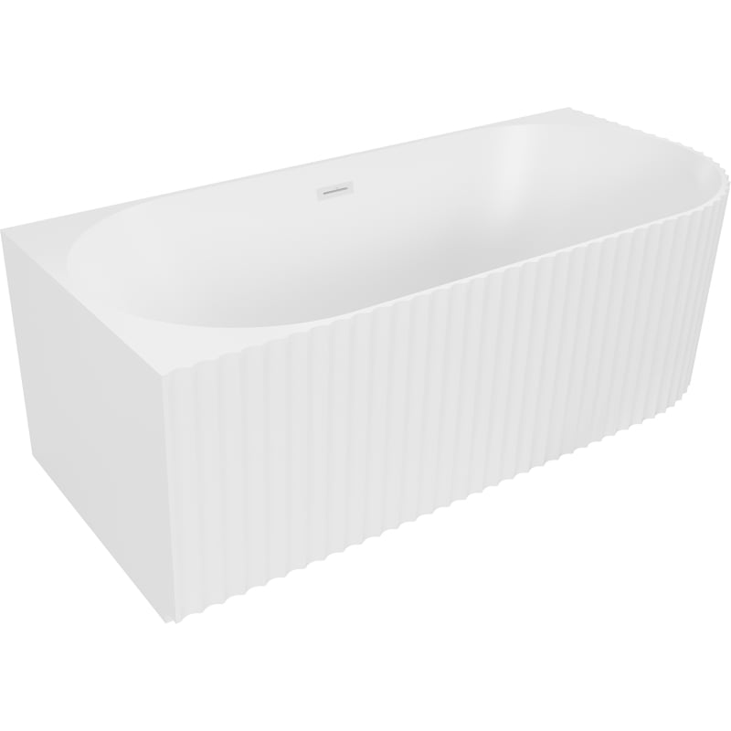 Mexen Gia wanna wolnostojąca narożna ryflowana lewa 170 x 80 cm, biała mat, przelew biały - 52701708001L-20