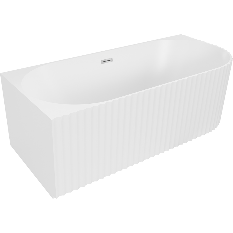 Mexen Gia freistehende Eckbadewanne links geriffelt 170 x 80 cm, weiß matt, Überlauf Chrom - 52701708001L-01