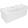 Mexen Gia freistehende Eckbadewanne geriffelt links 170 x 80 cm, weiß matt, Überlauf gold - 52701708001L-50
