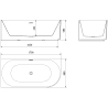 Mexen Gia freistehende Eckbadewanne geriffelt links 170 x 80 cm, weiß matt, Überlauf gold - 52701708001L-50