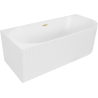 Mexen Gia free-standing corner grooved bathtub left 170 x 80 cm, white matte, brushed gold overflow - 52701708001L-55