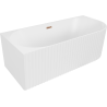 Mexen Gia bañera exenta rinconera acanalada izquierda 170 x 80 cm, blanca mate, rebosadero oro rosa - 52701708001L-60