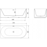 Mexen Gia Freistehende Eckbadewanne geriffelt links 170 x 80 cm, weiß matt, Überlauf roségold - 52701708001L-60