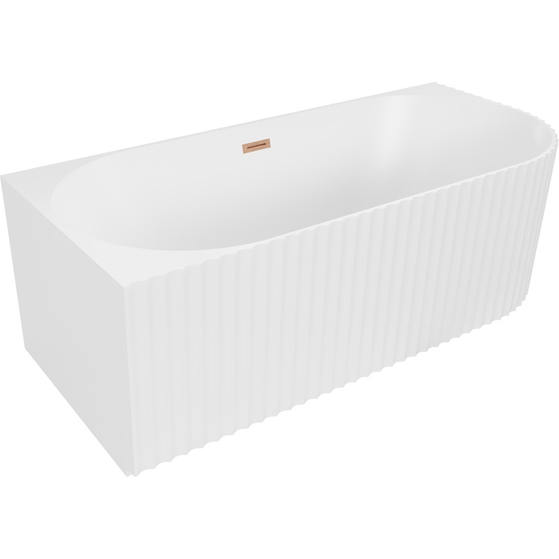 Mexen Gia samostojeća kutna rebrasta kada lijeva 170 x 80 cm, bijela mat, preljev brušena bakar - 52701708001L-65