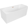 Mexen Gia freestanding corner grooved bathtub left 170 x 80 cm, white matt, brushed copper overflow - 52701708001L-65