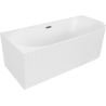 Mexen Gia free-standing corner ridged left bathtub 170 x 80 cm, matte white, brushed gun gray overflow - 52701708001L-66