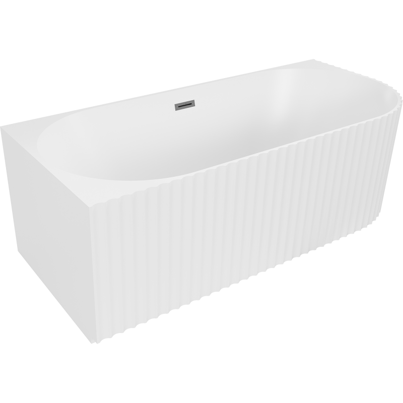 Mexen Gia bañera exenta esquina estriada izquierda 170 x 80 cm, blanco mate, rebosadero gun metal - 52701708001L-95