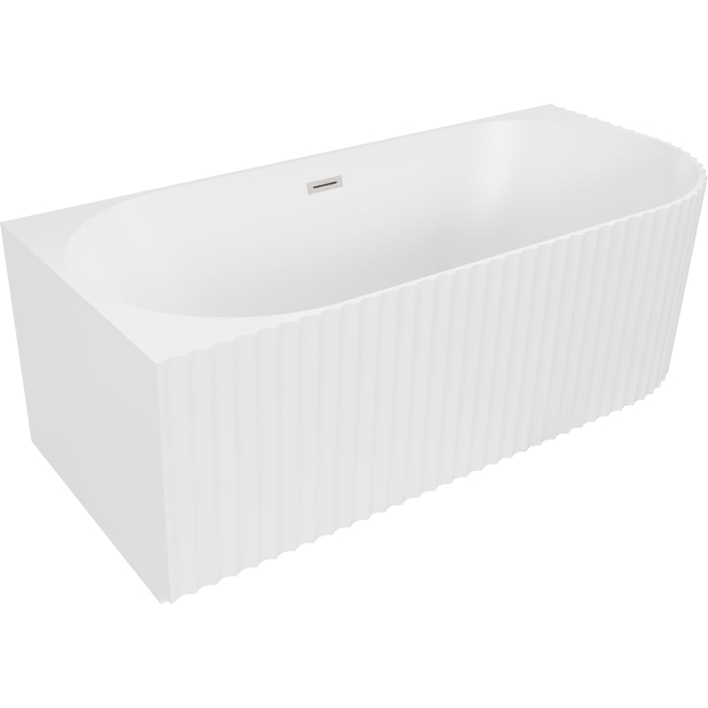 Mexen Gia wanna wolnostojąca narożna ryflowana lewa 170 x 80 cm, biała mat, przelew nikiel szczotkowany - 52701708001L-97