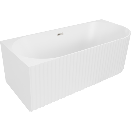 Mexen Gia freestanding corner grooved bathtub left 170 x 80 cm, white matte, brushed nickel overflow - 52701708001L-97
