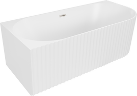 Mexen Gia freistehende Eckbadewanne geriffelt links 170 x 80 cm, weiße Mattierung, Überlauf gebürstetes Nickel - 52701708001L-97