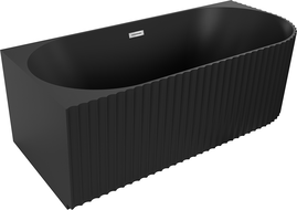 Mexen Gia freistehende Eckbadewanne gerillt links 170 x 80 cm, schwarz matt, Überlauf chrom - 52701708071L-01
