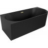 Mexen Gia freistehende Eckbadewanne mit Riffelung links 170 x 80 cm, schwarz matt, Überlauf gold - 52701708071L-50