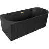 Mexen Gia freistehende, geriffelte Eckwanne links 170 x 80 cm, schwarz matt, Überlauf golden gebürstet - 52701708071L-55
