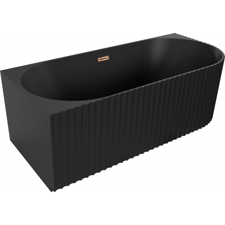 Mexen Gia vrijstaande hoekligbad geribbeld links 170 x 80 cm, zwart mat, overloop roségoud - 52701708071L-60