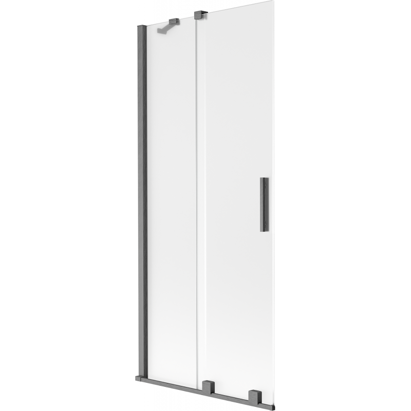 Mexen Velar paravento da bagno a 2 ante scorrevoli 80 x 150 cm, ghiacciato, grigio canna di fucile spazzolato