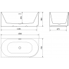 Mexen Gia vrijstaande hoekbadkuip geribbeld links 150 x 75 cm, wit glans, overloop gun metal - 52701507500L-95