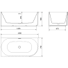 Mexen Gia freistehende Eckbadewanne gerillt links 150 x 75 cm, schwarz matt, Überlauf gebürstetes Kupfer - 52701507571L-65