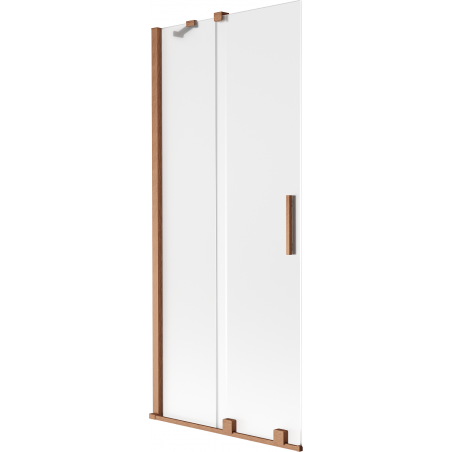 Mexen Velar Badewannenwand 2-flügelig, schiebbar 85 x 150 cm, Milchglas, gebürstetes Kupfer - 896-085-000-31-65