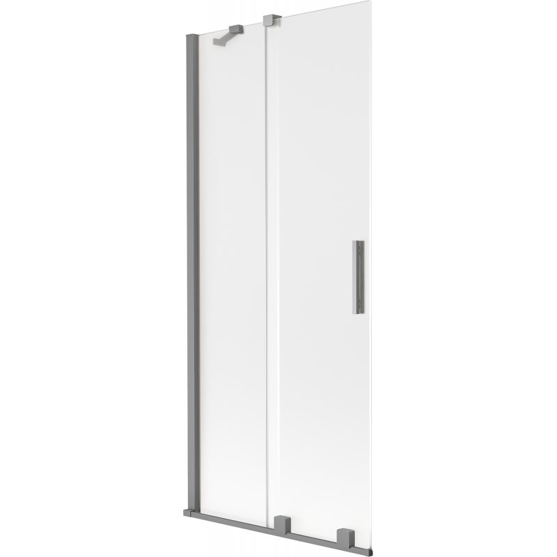 Mexen Velar badwand 2-delig schuifbaar 85 x 150 cm, matglas, gun metal - 896-085-000-31-95