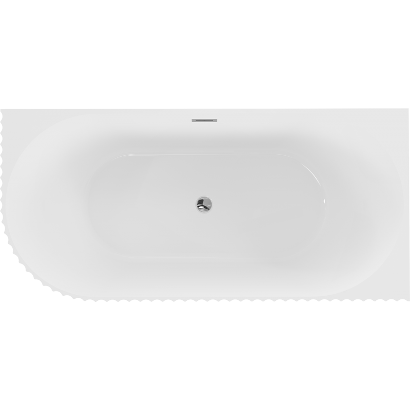 Mexen Gia vasca da bagno indipendente angolare rigata destra 150 x 75 cm, bianco lucido, troppo pieno cromato - 52701507500P-01