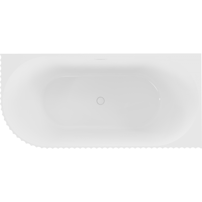Mexen Gia bañera exenta rinconera acanalada derecha 150 x 75 cm, blanco brillo, desbordamiento blanco - 52701507500P-20