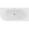 Mexen Gia freistehende Eckbadewanne gerillt rechts 150 x 75 cm, weiß glänzend, Überlauf gold - 52701507500P-50