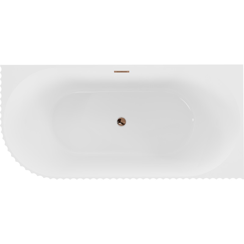 Mexen Gia vrijstaande hoekbadkuip gegroefd rechts 150 x 75 cm, wit glans, overloop roségoud - 52701507500P-60
