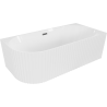 Mexen Gia Freistehende Eckbadewanne geriffelt rechts 150 x 75 cm, weiß glänzend, Überlauf gun gray gebürstet
