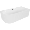 Mexen Gia baignoire autoportante d'angle rainurée droite 150 x 75 cm, blanc brillant, trop-plein noir - 52701507500P-70