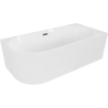 Mexen Gia bañera exenta esquinal acanalada derecha 150 x 75 cm, blanco brillante, rebosadero de metal gun - 52701507500P-95