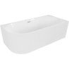 Baignoire îlot d'angle striée droite Mexen Gia 150 x 75 cm, blanc brillant, trop-plein nickel brossé - 52701507500P-97