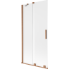 Mexen Velar Wannensichtschutz 2-flügelig, verschiebbar 90 x 150 cm, Milchglas, gebürstetes Kupfer - 896-090-000-31-65