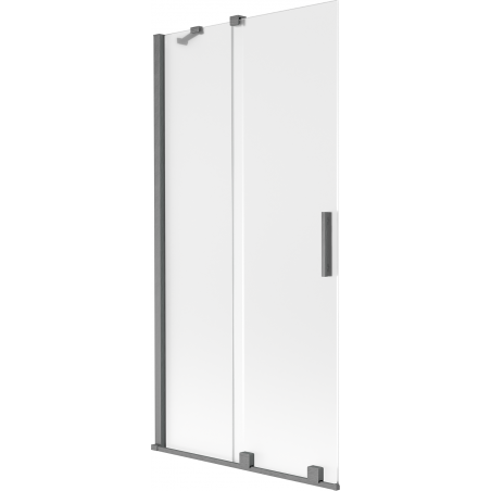 Mexen Velar Badewannenwand, 2-flügelig, verschiebbar, 90 x 150 cm, Milchglas, gebürstetes Gun Grey - 896-090-000-31-66