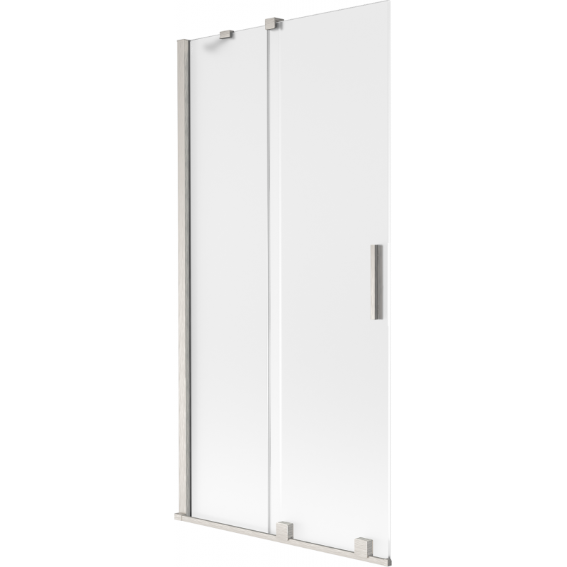 Mexen Velar 2-delad skjutbara badkarsvägg 90 x 150 cm, frost, borstad nickel - 896-090-000-31-97