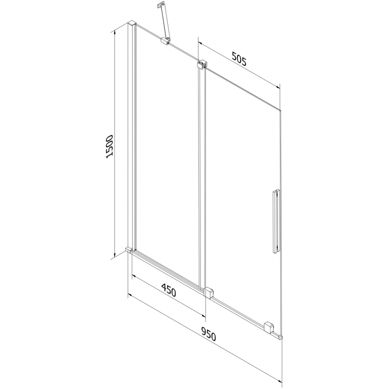 Mexen Velar parawan nawannowy 2-skrzydłowy rozsuwany 95 x 150 cm, szron, gun metal - 896-095-000-31-95