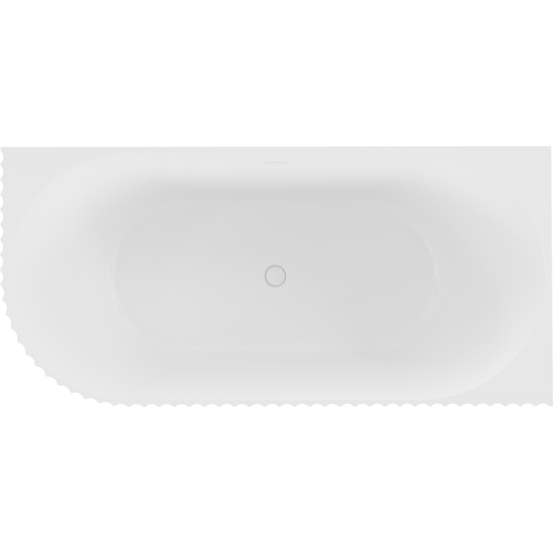 Mexen Gia free-standing corner fluted right bathtub 170 x 80 cm, white matte, white overflow - 52701708001P-20