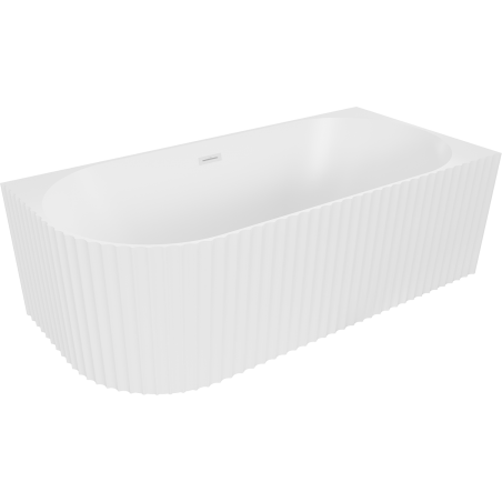 Mexen Gia free-standing corner fluted right bathtub 170 x 80 cm, white matte, white overflow - 52701708001P-20