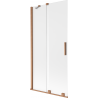 Mexen Velar Duschwand, 2-flügelig, verschiebbar 95 x 150 cm, mattiert, gebürstetes Kupfer - 896-095-000-31-65