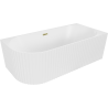 Mexen Gia baignoire autoportante d'angle rainurée droite 170 x 80 cm, blanc mat, trop-plein doré - 52701708001P-50